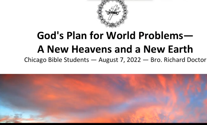 God`s Plan for World Problems — A New Heaven and a New Earth