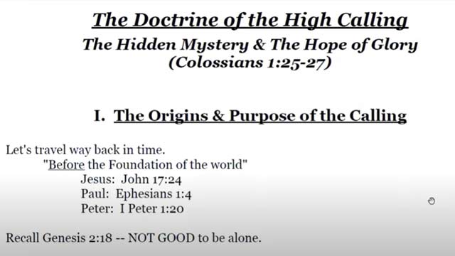 The Doctrine of the High Calling