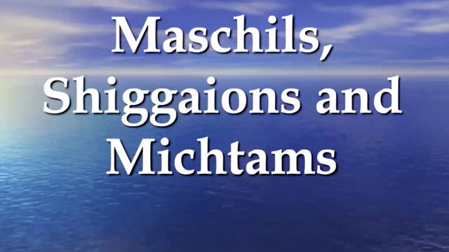 Machils, Shiggaions and Michtams
